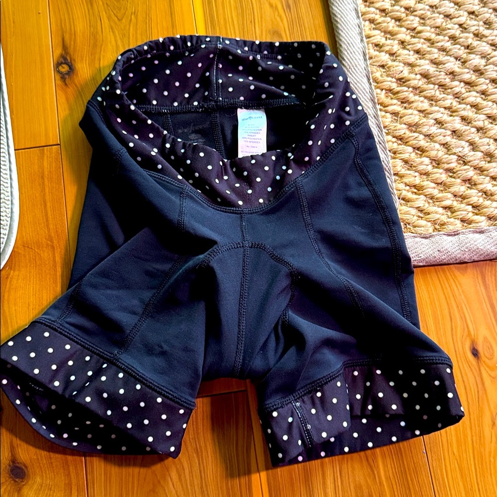 She Beest Women's XS Black Petunia Polka Dots Cycling Shorts Padded